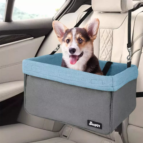 Elevated Dog Car Booster Seat with Safety Leash