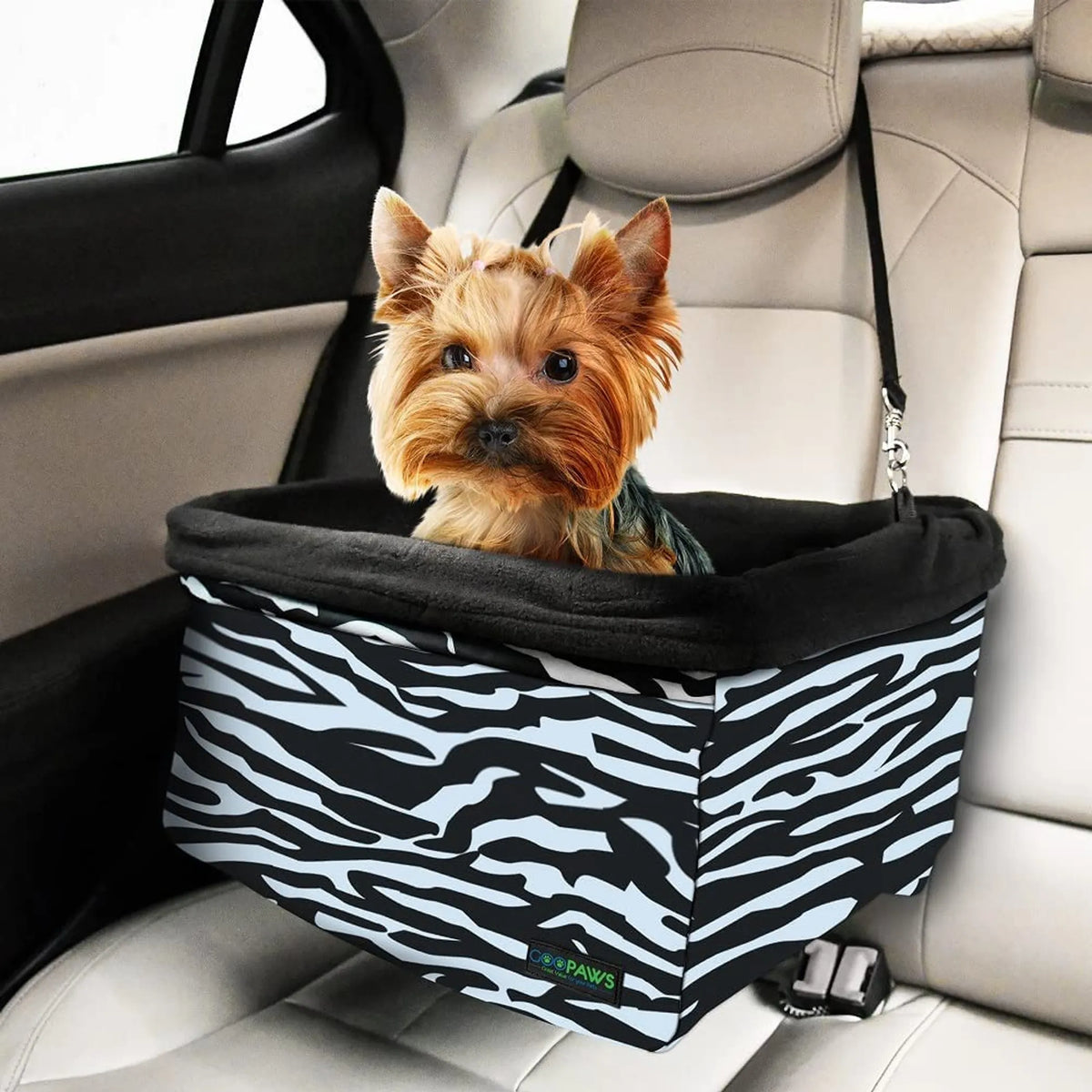 Elevated Dog Car Booster Seat with Safety Leash