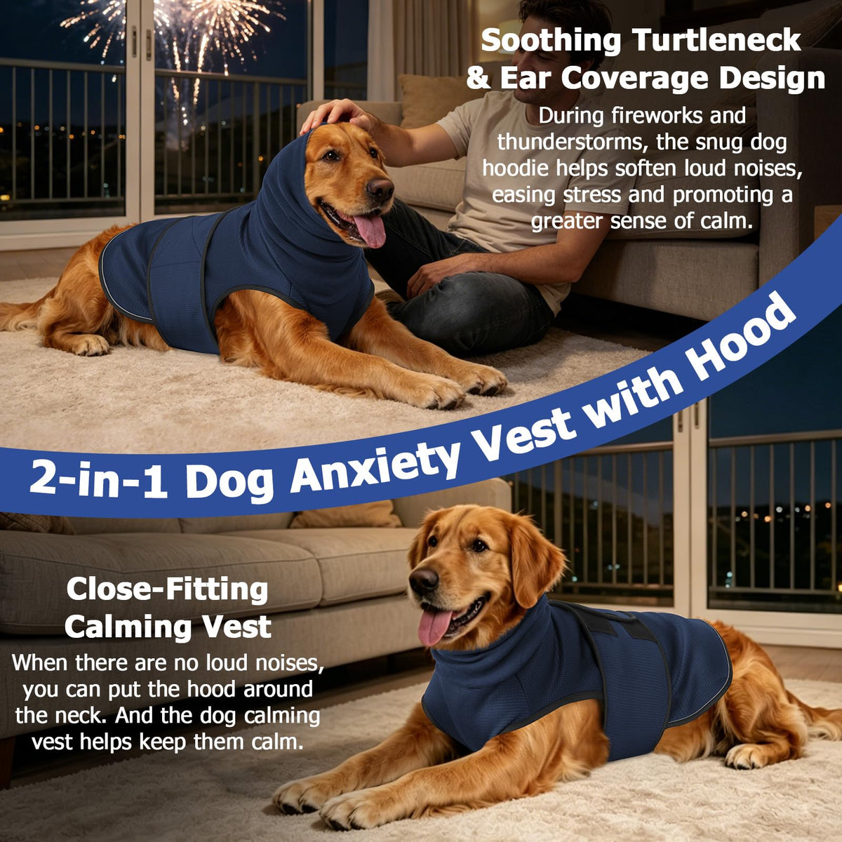 2-in-1 Anxiety Relief Vest & Hood for Dogs