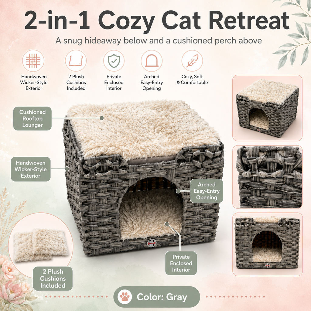 Handwoven Wool Cat Cave Bed